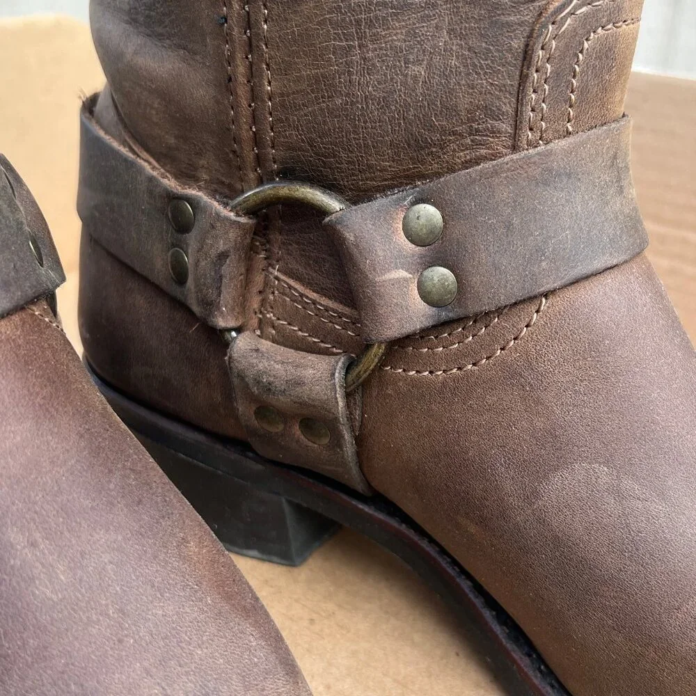 Frye Harness 12R Leather Rugged/Biker/Western Boot Tan Size 9 Lightly Used - Picture 15 of 16